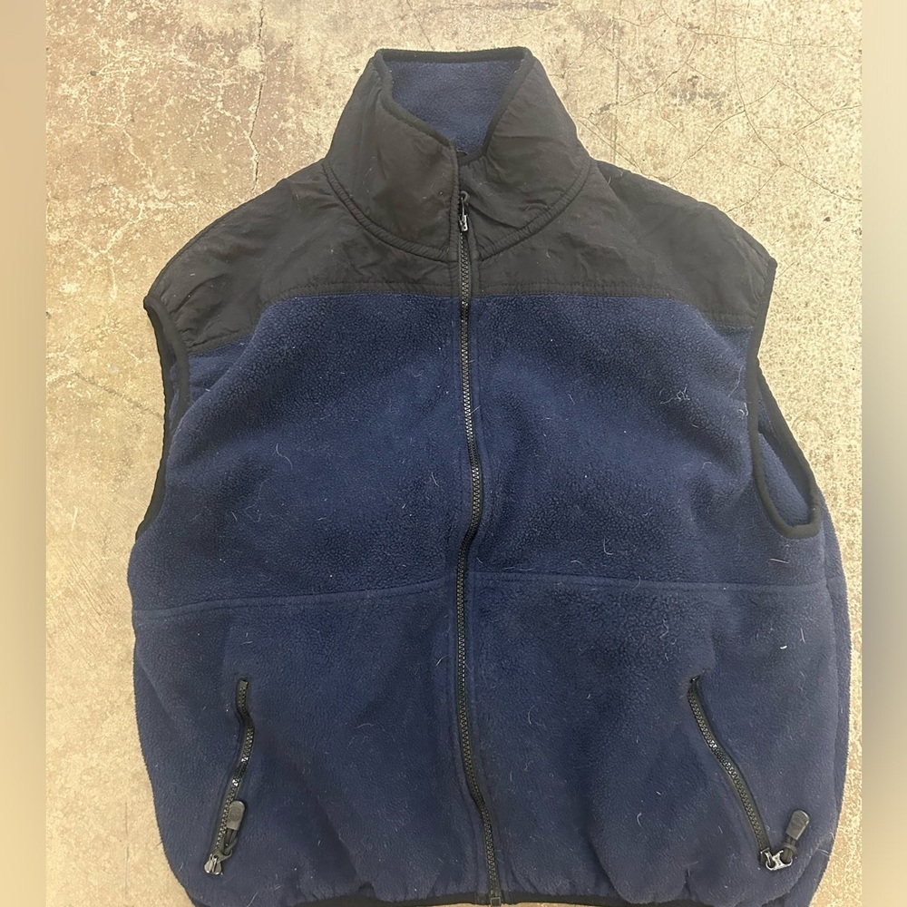 Timberland Men's Black and Navy Fleece Vest full zip